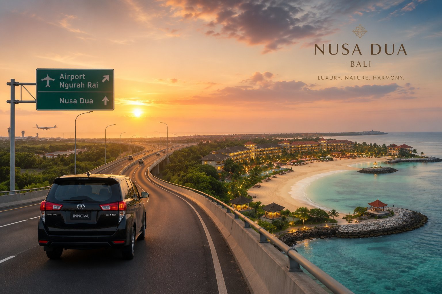 Nusa Dua coastline and resort area for a private Bali transfer route